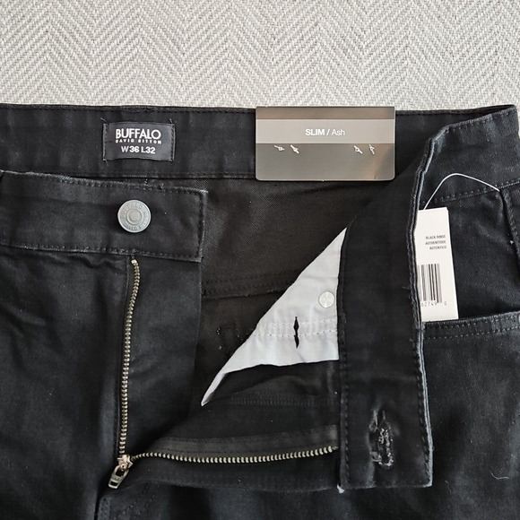 Buffalo David Bitton Ash Jeans Men's W36 L32 Slim Stretch Black Modern NWT Denim - Picture 13 of 14